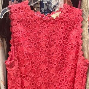 Kate Spade Coral Sheath Mini Dress Sleeveless Crew Neck